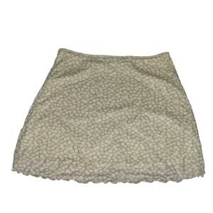 RSQ Green Floral Daisy Mini Skirt Ribbed Knit Lined Lettuce Hem Women’s XL